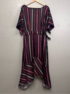 Roksanda & George ASDA Limited Edition Striped Satin Kimono Sleeve Midi Dress 14